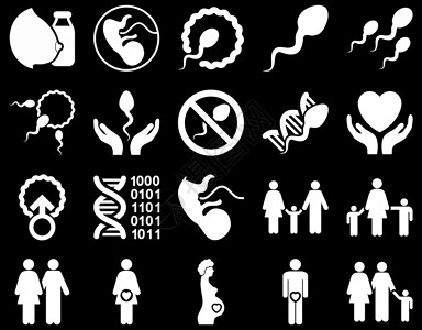 基因组医疗图标集怀孕工程渗透胚胎细胞援助救护车情况生物药店插画