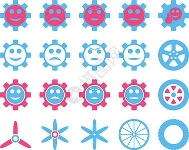 取得好成绩工具和微笑工具图标牙齿冷却器笑脸自行车符号齿轮漫画扇子字形幸福设计图片