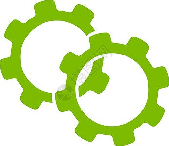 减速器商业双色集的 Gears 图标绿色维修安装卸载控制工程字形机器生态进步插画