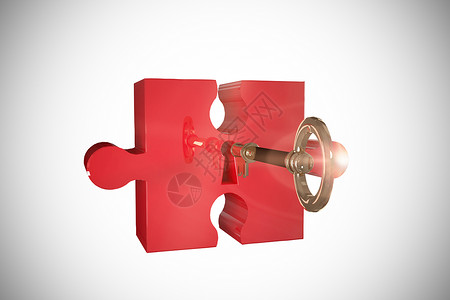 密钥解锁jigsaw金子开锁红色解决方案概念性拼图安全背景图片