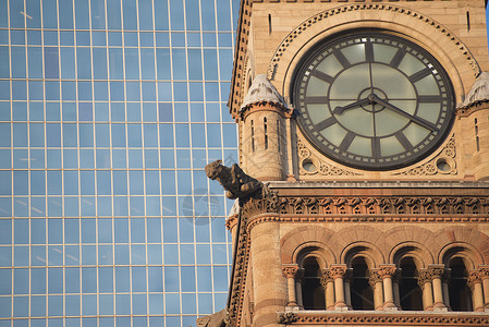 多伦多cn塔旧托伦托市政厅时钟塔细节背景