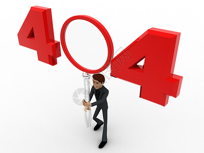 404素材3D男子 404误差号概念棕色领带外套数字渲染背景