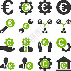 法定货币欧元银行业务和服务工具图标经济学家银行家商业桌面字形友谊控制货币商务互联网插画