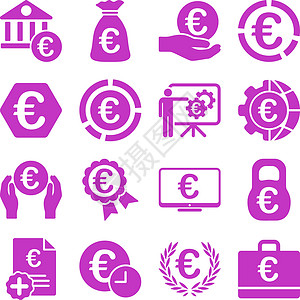 欧洲经济欧元银行业务和服务工具图标徽章金融展示商业图标集订金字形银行信用经济插画