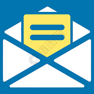 从打开邮件图标白色电子邮件数据通讯明信片蓝色邮资邮政信封字形插画