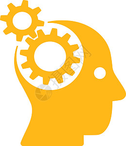 双色图标商务双色套装中的头脑风暴图标技术教育齿轮天才创造力想像力解决方案用户思考工业设计图片