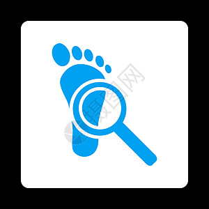 脚印图标审计图标背景工具脚印脚步正方形按钮蓝色圆形白色检查背景