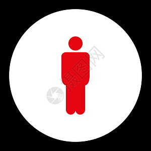 男人平板红白双色圆环按钮背景黑色成人数字身份成员经理客户绅士员工背景图片