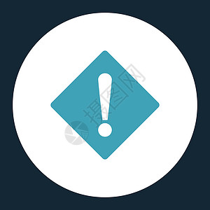 错误的蓝色和白色平板圆环按钮信号感叹号安全失败字形图标警报预防危险风险背景图片