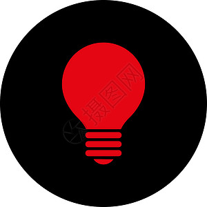 红色圆环灯泡红色和黑颜色圆环按键Bulb平板紧凑红色和黑色彩色力量玻璃专利解决方案电气创新活力发明思维照明设计图片