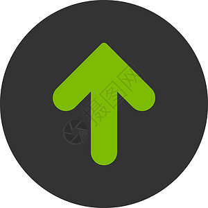 绿色向上箭头平向上绿色和灰色生态箭头圆按钮图标光标运动生长字形指针导航插画
