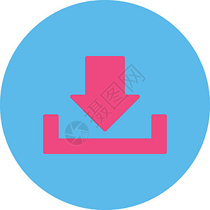 下载平平粉色和蓝色双环按钮贮存图标箭头保管箱字形收件箱储蓄磁盘店铺背景图片