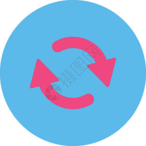 刷新平面粉色和蓝色圆环按钮导航旋转下载图标字形交换回滚交易箭头同步背景图片