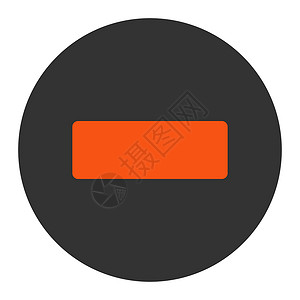 减去扁平的橙色和灰色圆形按钮图标垃圾桶回收站橡皮垃圾长方形背景图片