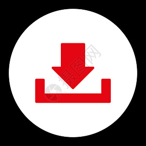 下载平板红白双色圆环按钮向下贮存箭头储蓄背景磁盘白色红色店铺收件箱背景图片