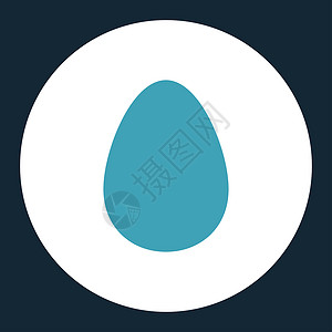 鸡蛋平面蓝色和白颜色圆环按钮早餐数字形式图标白色细胞背景食物深蓝色背景图片