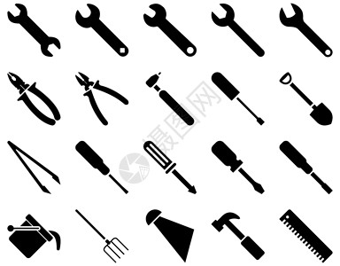 园艺工具箱设备和工具 O桌面字形剪贴雾化器厘米乐器钻头建筑工具薄雾刀具背景