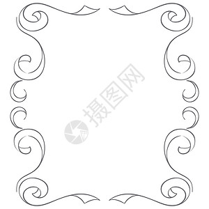 白色背景上的矢量框架 手绘漩涡横幅标签插图艺术圆圈绘画装饰品正方形边界背景图片
