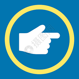 向右指平平指平平面黄色和白颜色四向矢量图标蓝色导航手势字形白色拇指指针手指棕榈作品设计图片