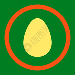 白点彩蛋图标煎蛋平橙色和黄色四向矢量图标形式早餐数字字形食物细胞绿色背景设计图片