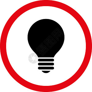 红色和黑色整形矢量图标全环向图示照明头脑力量发明专利字形解决方案灯泡天才电气设计图片