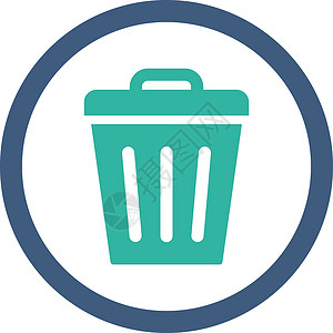 废渣罐平开钴和青色 四向矢量图标垃圾桶篮子回收倾倒环境垃圾箱生态垃圾回收站字形插画