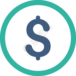 平方美元钴和青色圆形矢量图标致富经济金库资金货币商业平衡金子支付字形设计图片