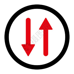 交换箭头垂直平面强化红色和黑色红与黑颜色四轮光栅图标光标字形方法导航箭头同步指针交换变体运动背景