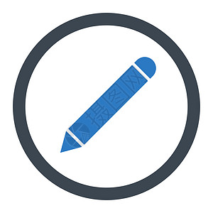 铅笔扁平光滑蓝色圆形光栅图标字形编辑记事本签名背景图片