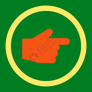 向右指平平指平角橙色和黄色四向矢量图标手指背景指针光标导航手势绿色字形作品拇指设计图片