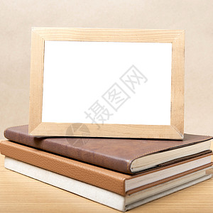 书框架书集和照片框框架棕色白色笔记笔记本手表乡愁艺术木头口袋背景