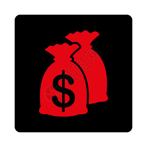 红色钱袋基金图标货币储蓄解雇订金债务现金字形商业钱袋平衡背景