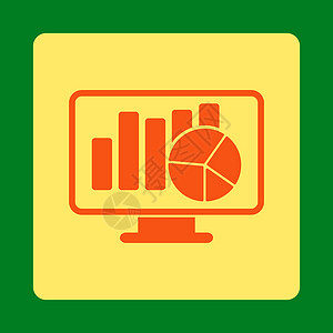 可视化图表图标统计图标报告橙色屏幕条形图表销售量监视器蛋糕电子桌面插画