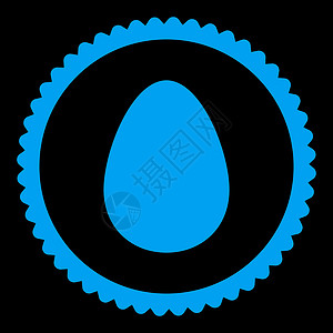 数字形式鸡蛋平蓝彩圆邮票图标背景细胞形式数字海豹字形早餐黑色食物证书插画