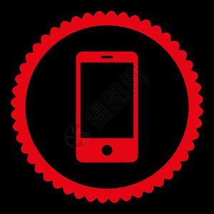 手机圆标素材智能手机平调红彩圆邮票图标屏幕相机短信展示界面监视器电脑海豹棕榈软垫背景