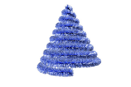 圣诞树的形状计算机绘图螺旋蓝色装饰品插图背景图片