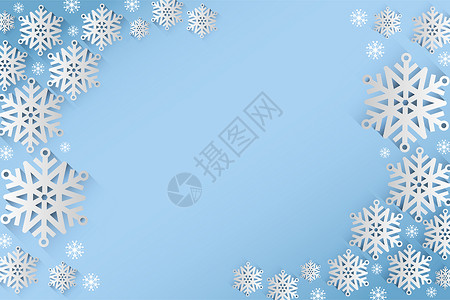 蓝色雪片框架设计背景图片