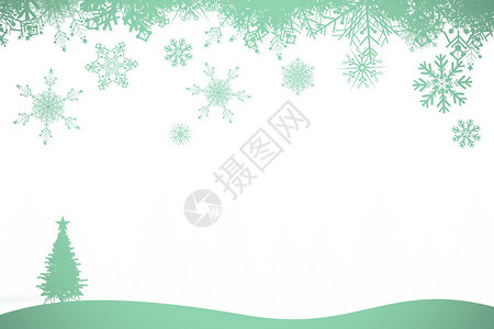绿色雪花和fir树背景图片