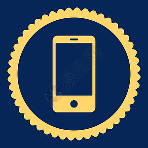 手机圆标素材平板智能手机黄色圆面邮票图标通讯器展示软垫短信药片相机证书字形细胞技术背景