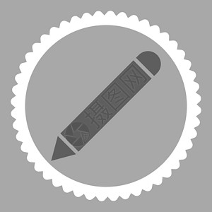 笔平平面暗灰色和白颜色环形邮票图标白色记事本签名证书编辑背景铅笔银色海豹橡皮背景图片