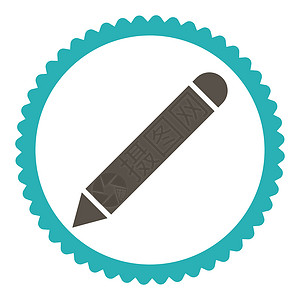 环状图标粉笔平面灰色和青青色环状邮票图标铅笔签名编辑海豹证书记事本橡皮背景