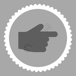 指平平角暗灰色和白颜色环形邮票图标光标手指手势海豹棕榈指针白色背景拇指证书背景图片