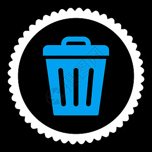 平铺蓝色和白色颜色的废件回收桶黑色证书篮子环境橡皮字形垃圾桶回收站图标倾倒背景图片