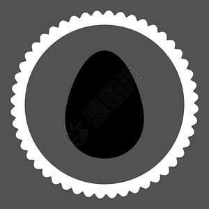 白点彩蛋图标黑色和白彩蛋平面鸡蛋圆邮票图标细胞灰色橡皮早餐字形形式海豹食物证书背景插画
