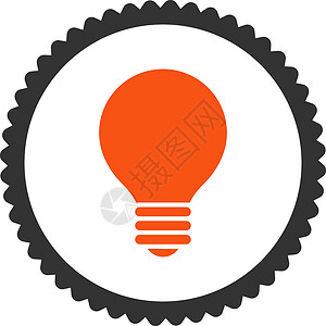 橙色风暴平板橙色和灰色环形邮票图标力量字形灯泡海豹玻璃橡皮创新专利天才电气插画