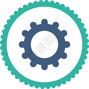大青茫Gear 平板钴和青青色圆环邮票图标技术维修控制橡皮工业解决方案工厂青色齿轮机械设计图片