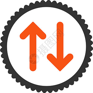 橙色箭头翻转平平橙色和灰色同步交换运动指针字形字拖导航倒置邮票方法插画