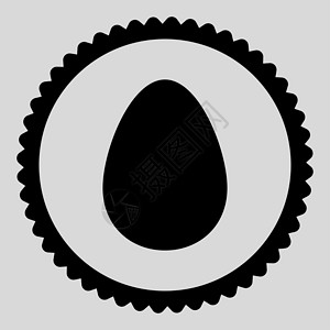 鸡蛋平面黑彩圆邮票图标浅灰色早餐证书食物数字橡皮细胞形式海豹背景背景图片