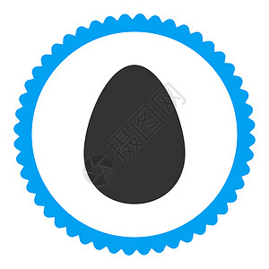 彩蛋蓝色和灰色平面鸡蛋圆形邮票图标橡皮海豹食物形式早餐数字细胞证书背景图片