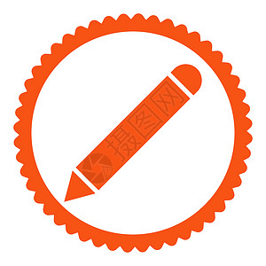 Penciil 平板橙色圆环邮票图标背景图片